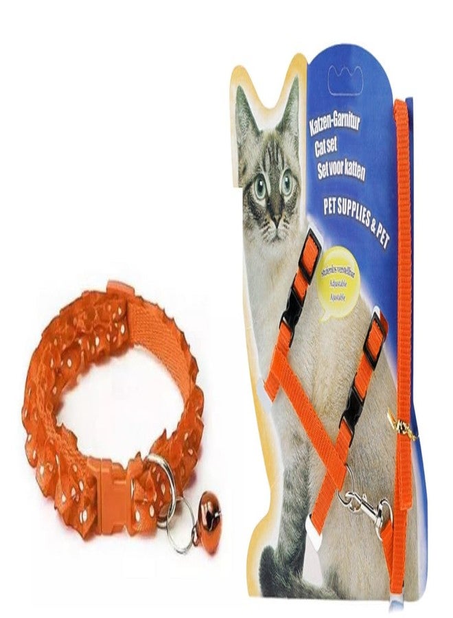 KittuPet Kitten Cat Harness and Leash & Collar for Walking Escape Proof Adjustable Vest (Orange) - Image 1